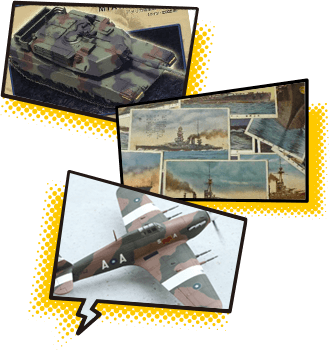 戦車や戦闘機、ミリタリーグッズの画像
